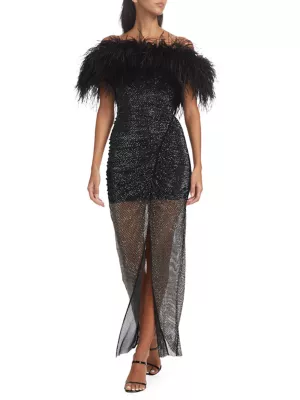 feather maxi dress